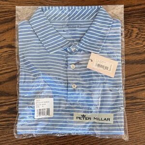 Peter Millar Sky Blue and White Polo Shirt